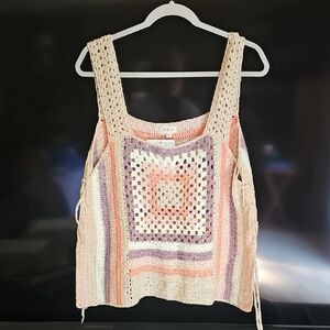 POL Multicolor Crochet Knit Tank Top
